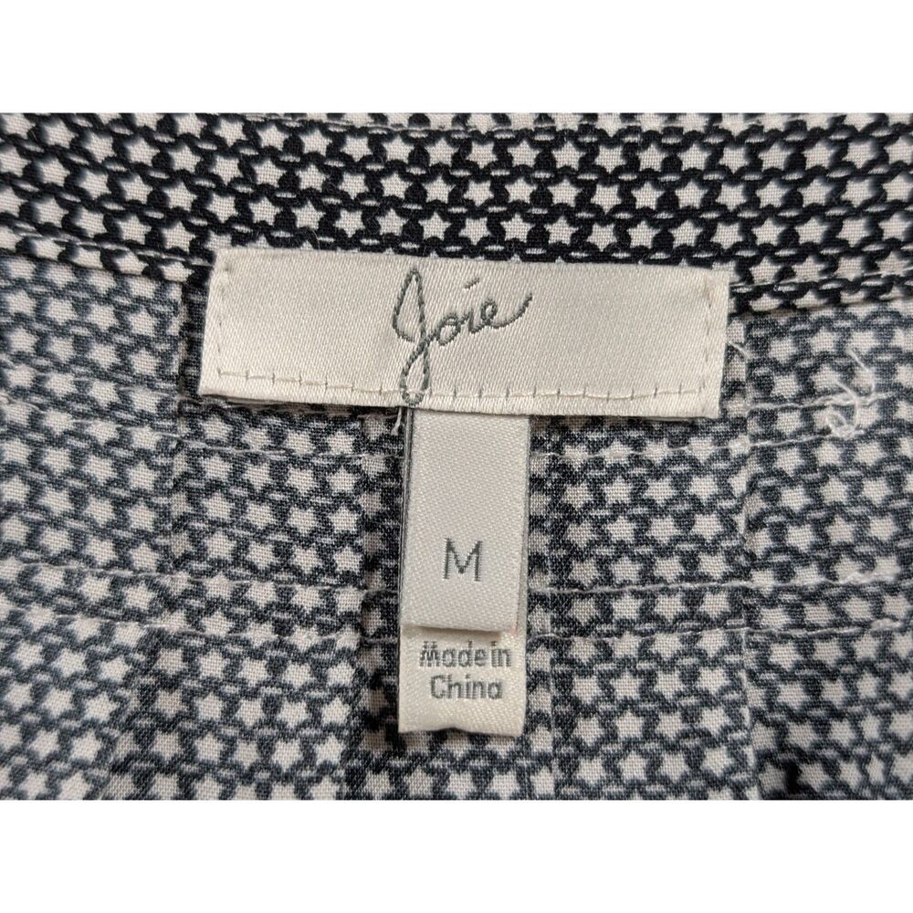 Joie Tunic Shirt Dress Womens M Black White Star Print Bell Sleeve Rayon Mini - Picture 7 of 11